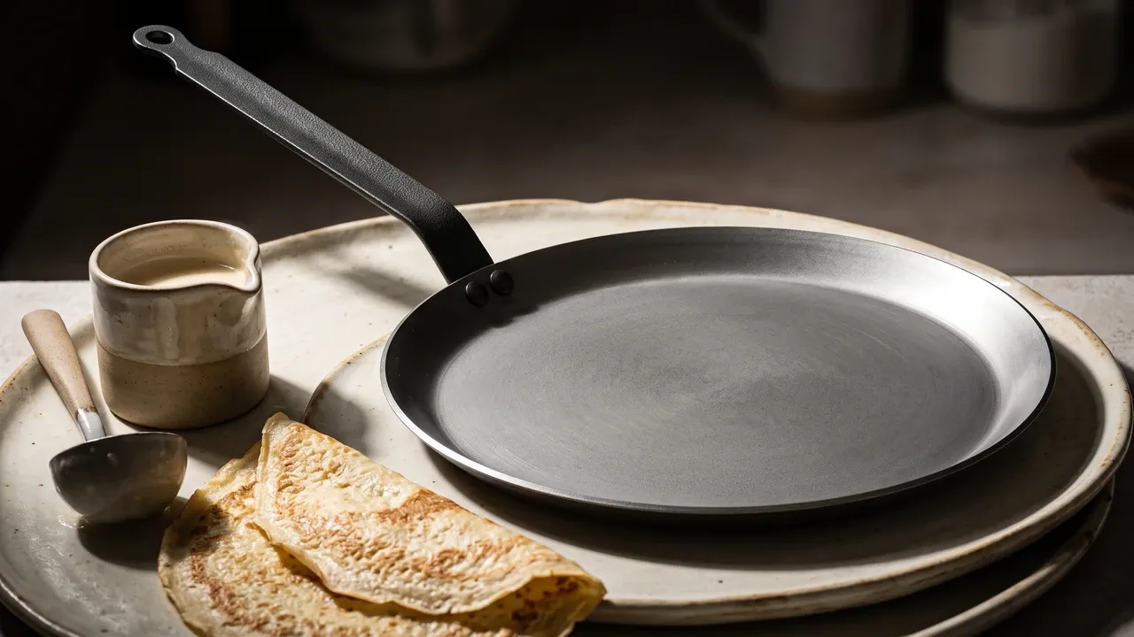 Crepes hierro 26 cm, sartén de acero al carbono de 26 cm