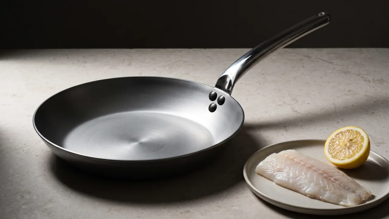 Hierro mango inox 28 cm, sartén de acero al carbono de 28 cm