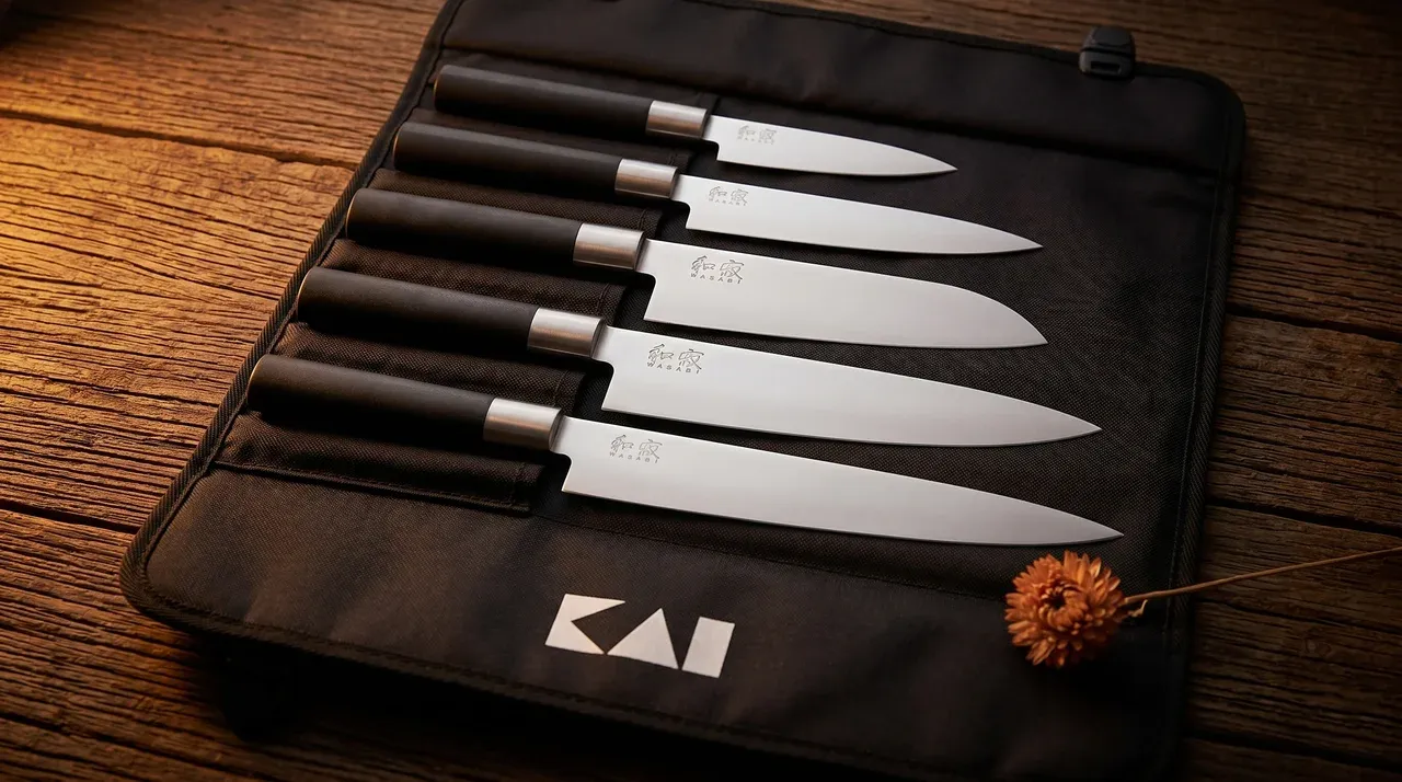 KAI Wasabi Black Set 5 cuchillos con funda