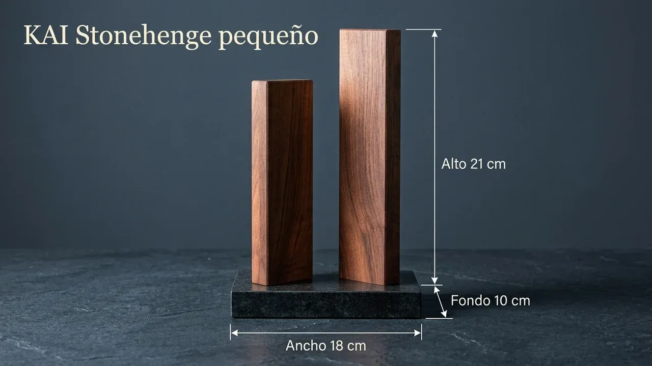 Medidas del bloque Stonehenge pequeño: 18 cm de ancho, 10 cm de fondo y 21 cm de alto