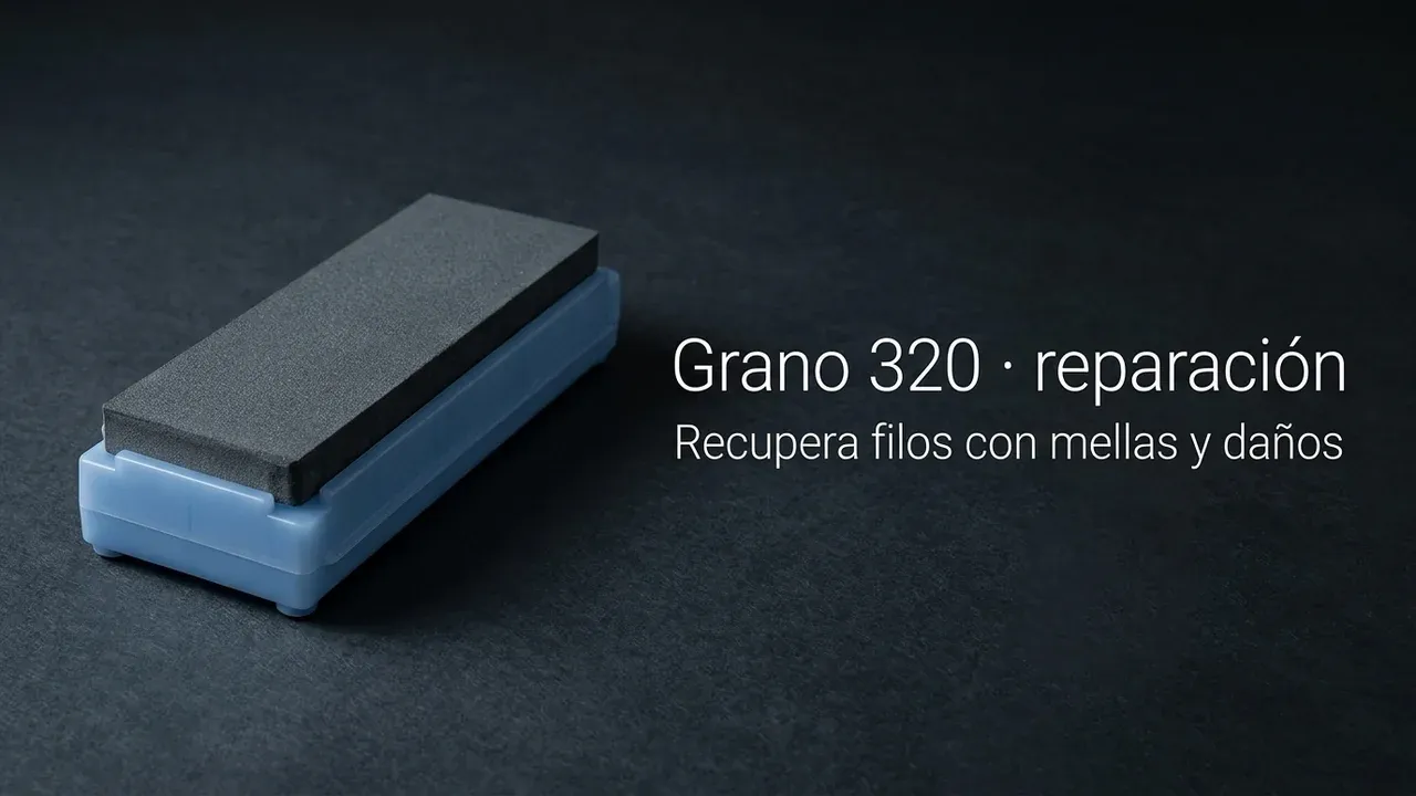 Piedra Shapton Kuromaku de grano 320 para reparación, recupera filos con mellas y daños en cuchillos japoneses