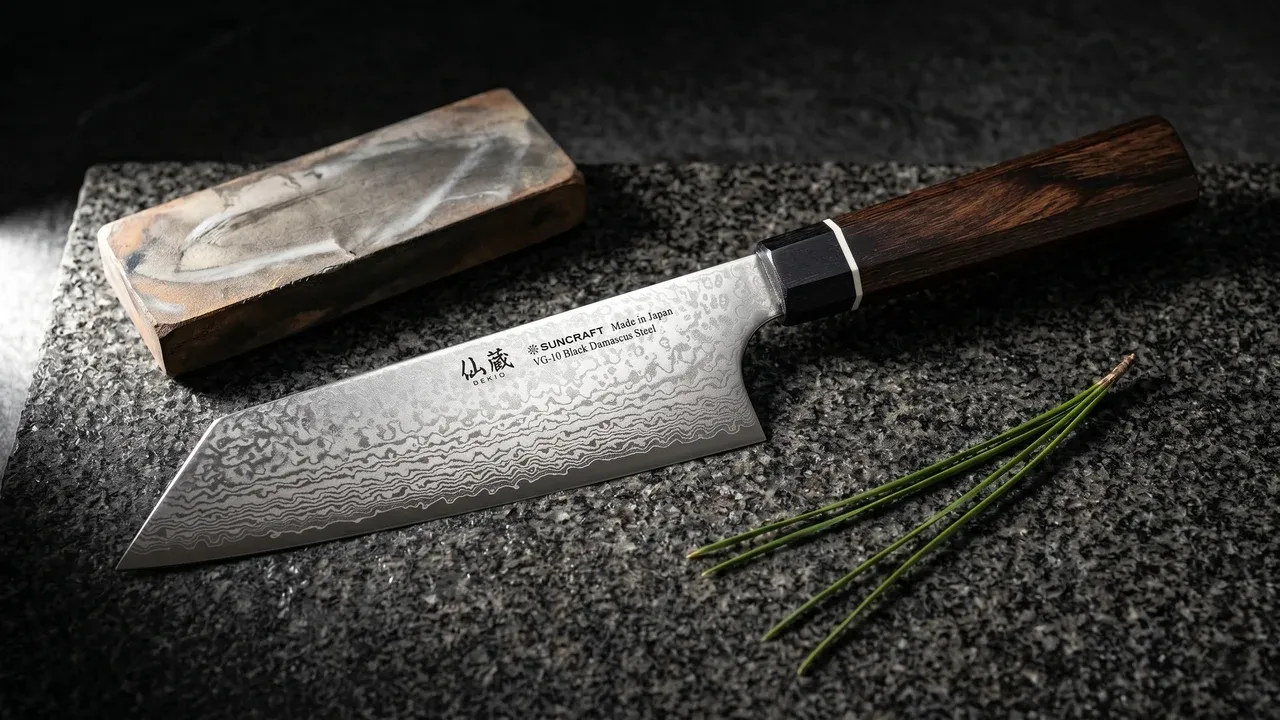 Suncraft VG-10 Black Damascus Bunka 165 mm