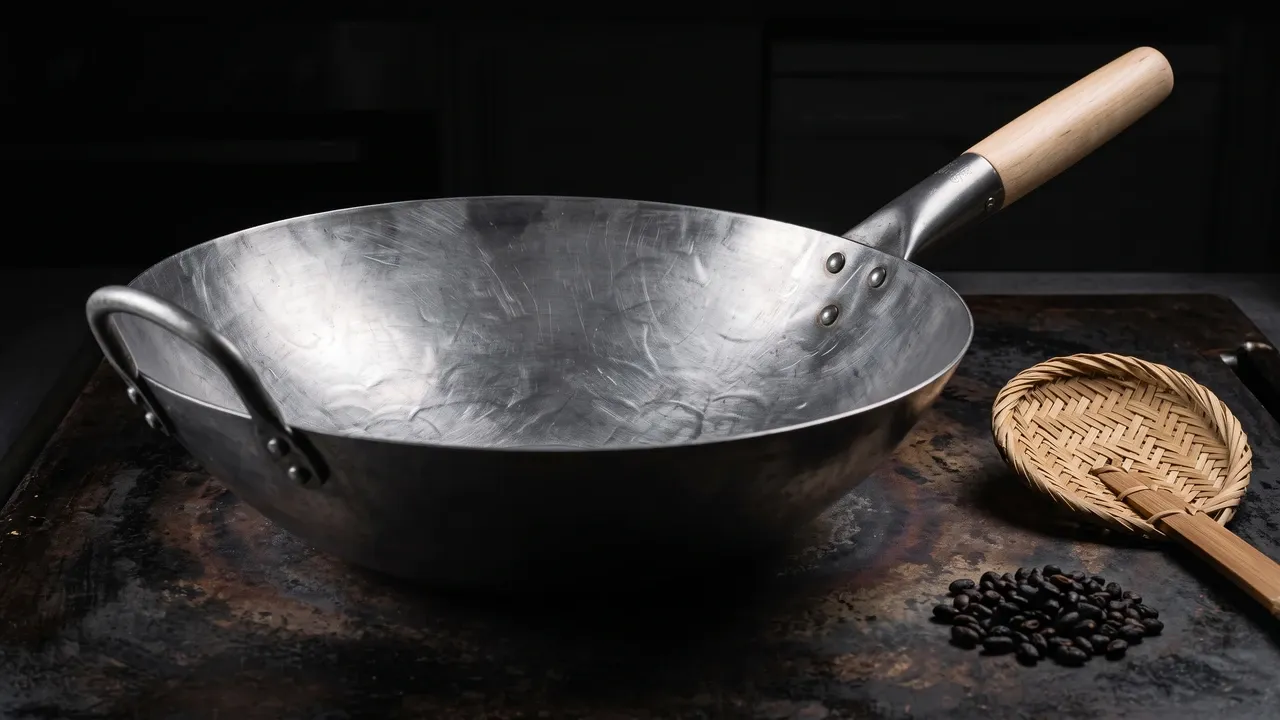 Craft Wok 40 cm forjado a mano, wok de acero al carbono de 40 cm