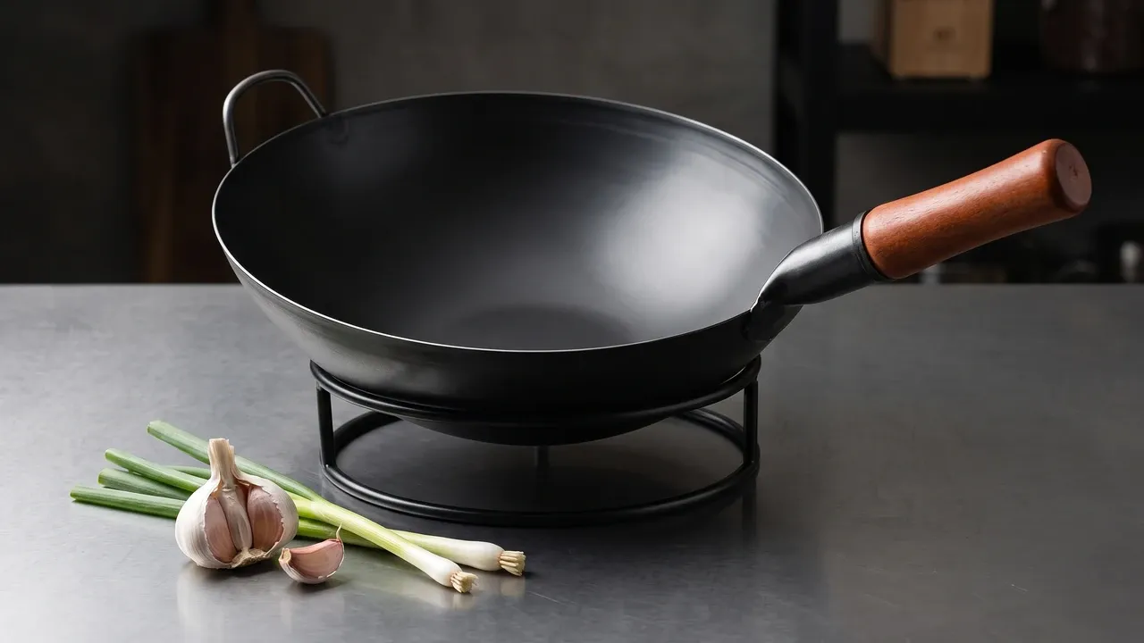 YOSUKATA 36 cm acero al carbono, wok de acero al carbono de 36 cm