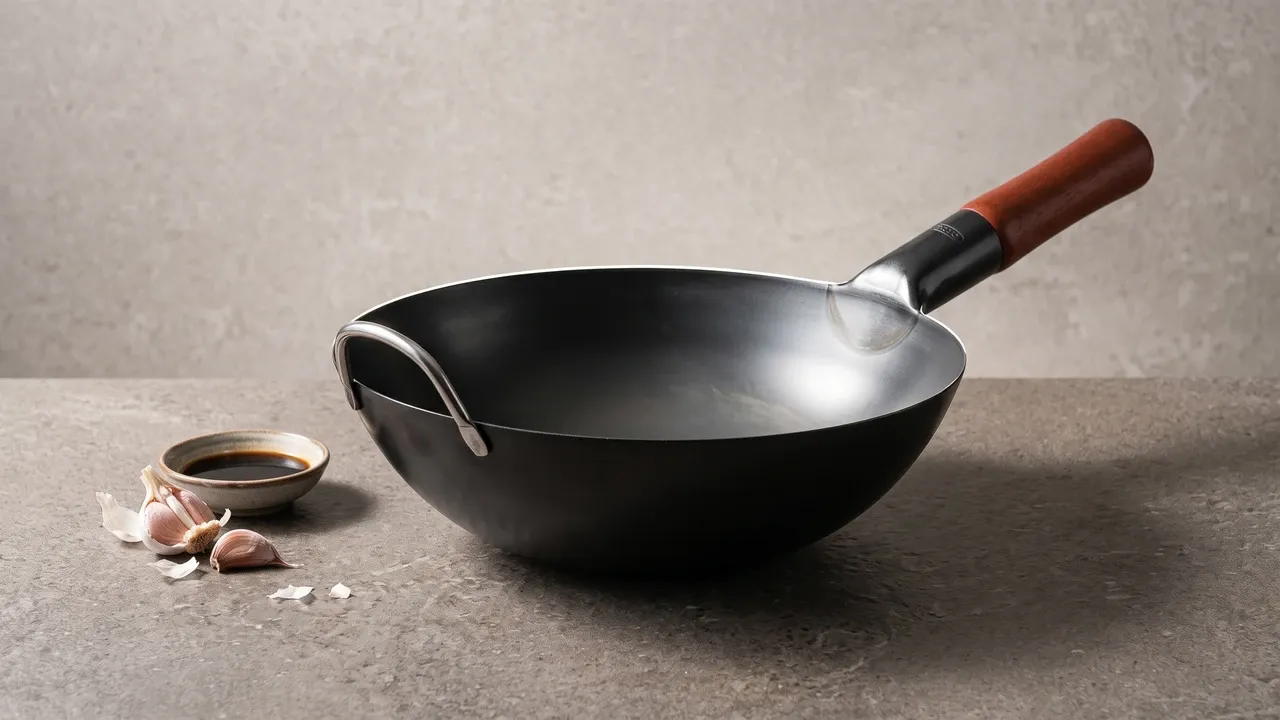 YOSUKATA 30 cm fondo plano, wok de acero al carbono de 30 cm