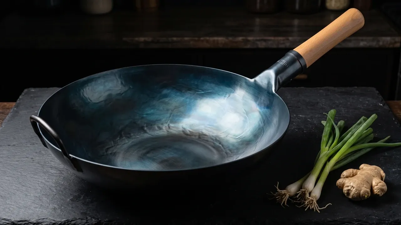 YOSUKATA 34 cm fondo plano, wok de acero al carbono de 34 cm