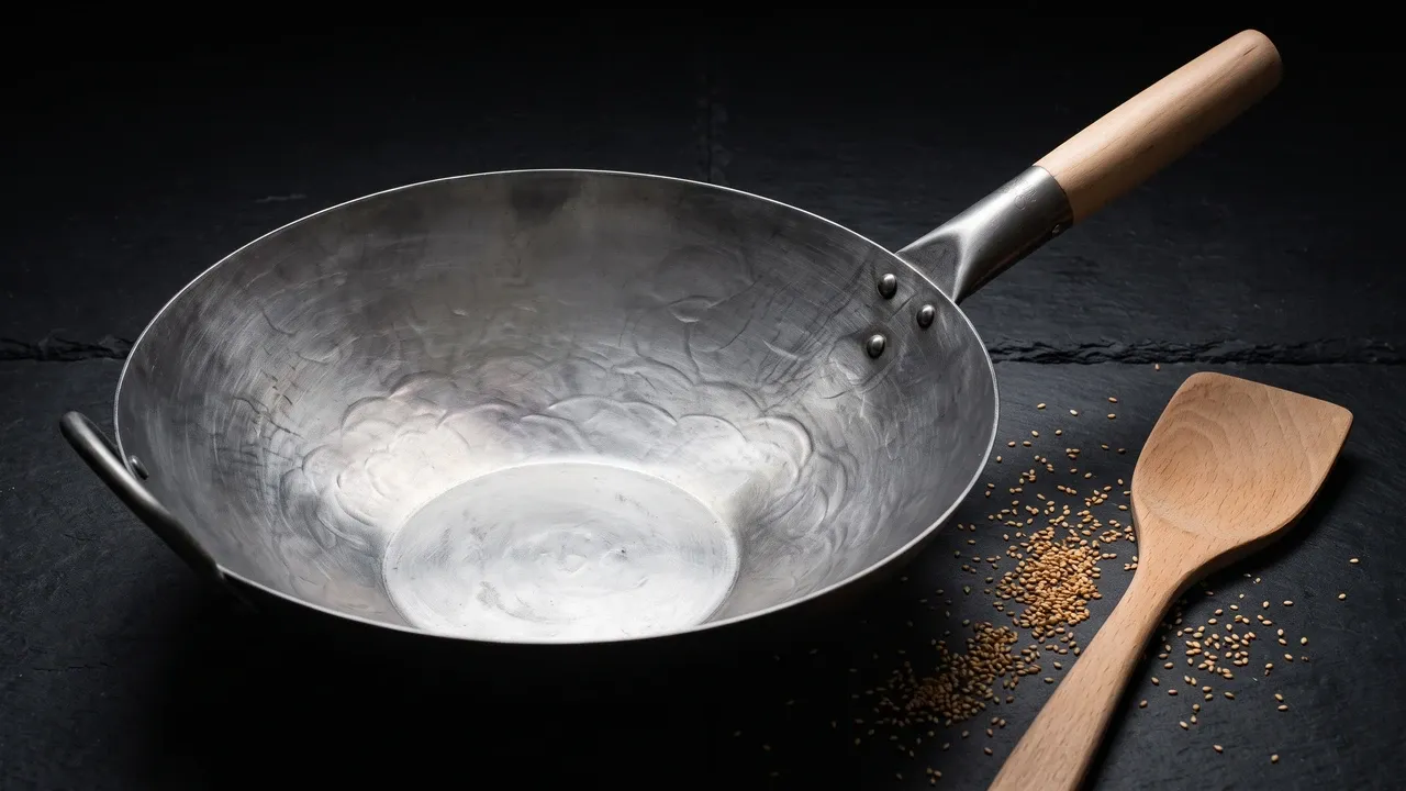Craft Wok martillado plano, wok de acero al carbono de 36 cm