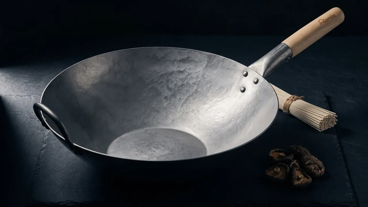 Homira 36 cm fondo plano, wok de acero al carbono de 36 cm